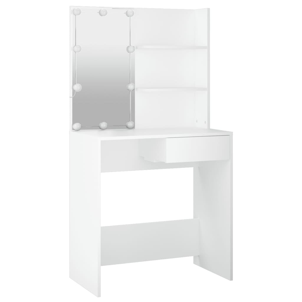 Sminkebord Med Led Hvit 74,5X40X141 Cm