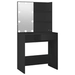Sminkebord Med Led Svart 74,5X40X141 Cm