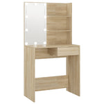 Sminkebord Med Led Sonoma Eik 74,5X40X141 Cm Konstruert Tre