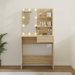 Sminkebord Med Led Sonoma Eik 74,5X40X141 Cm Konstruert Tre