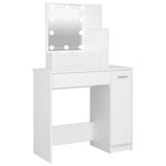 Sminkebord Med Led Hvit 86,5X35X136 Cm