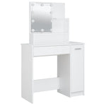 Sminkebord Med Led Hvit 86,5X35X136 Cm
