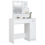 Sminkebord Med Led Hvit 86,5X35X136 Cm