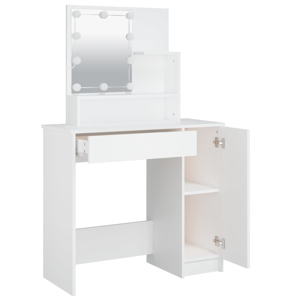 Sminkebord Med Led Hvit 86,5X35X136 Cm
