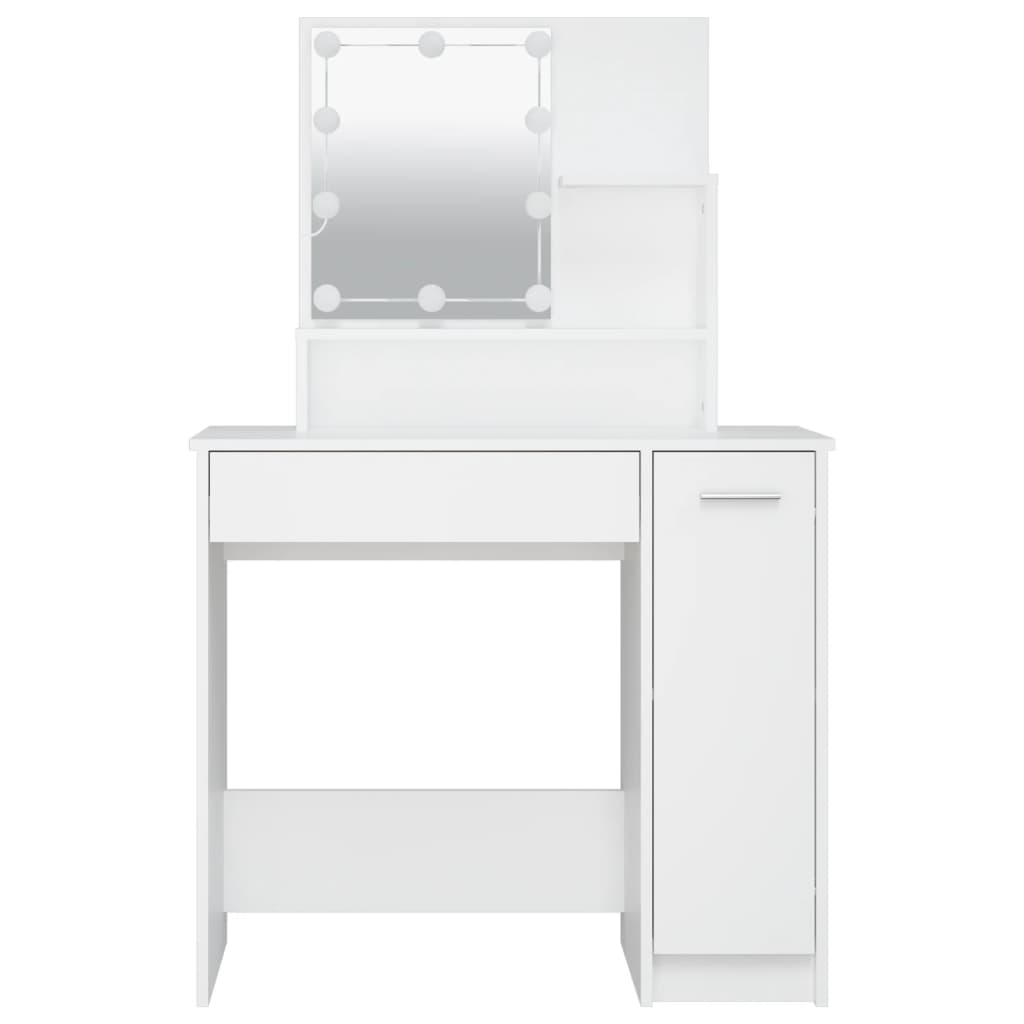 Sminkebord Med Led Hvit 86,5X35X136 Cm
