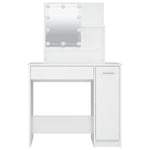 Sminkebord Med Led Hvit 86,5X35X136 Cm