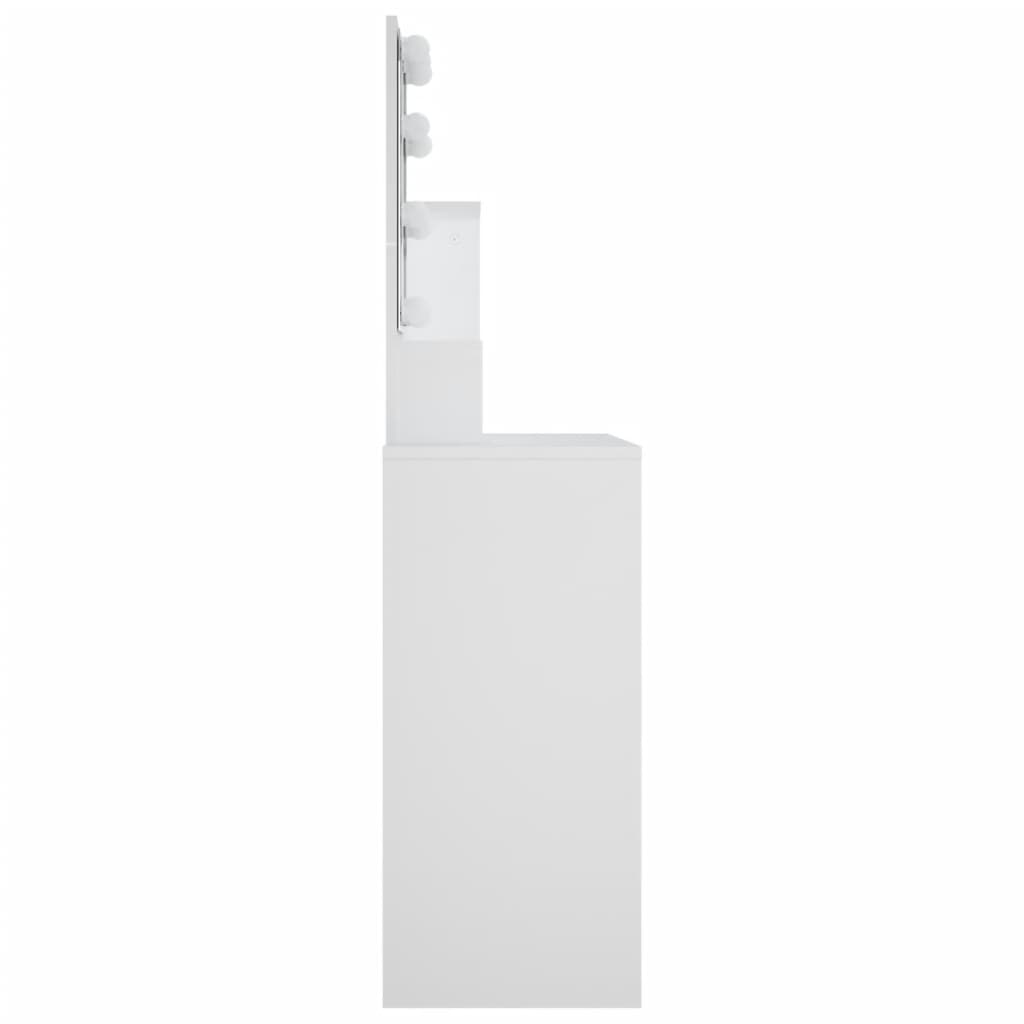 Sminkebord Med Led Hvit 86,5X35X136 Cm