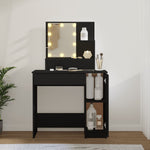 Sminkebord Med Led Svart 86,5X35X136 Cm