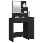 Sminkebord Med Led Svart 86,5X35X136 Cm