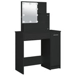 Sminkebord Med Led Svart 86,5X35X136 Cm