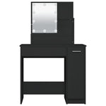 Sminkebord Med Led Svart 86,5X35X136 Cm