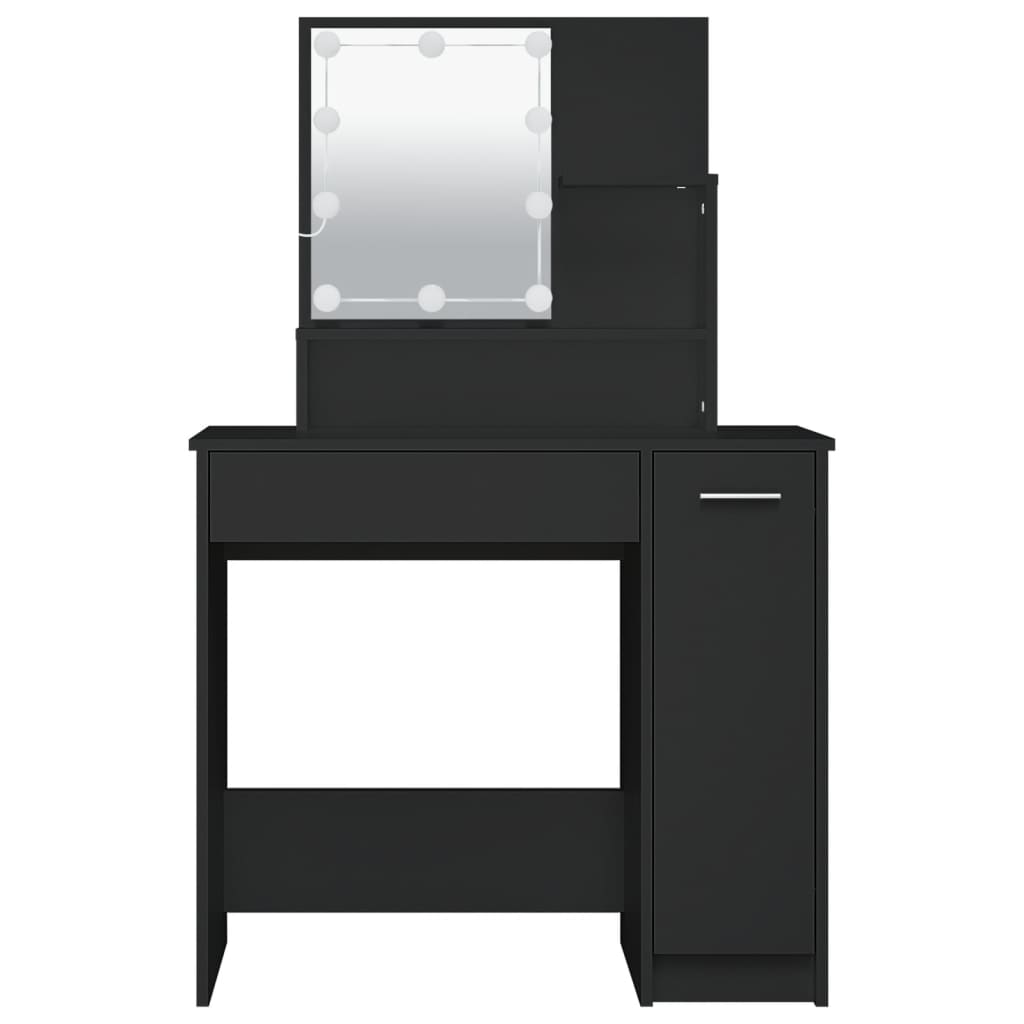 Sminkebord Med Led Svart 86,5X35X136 Cm