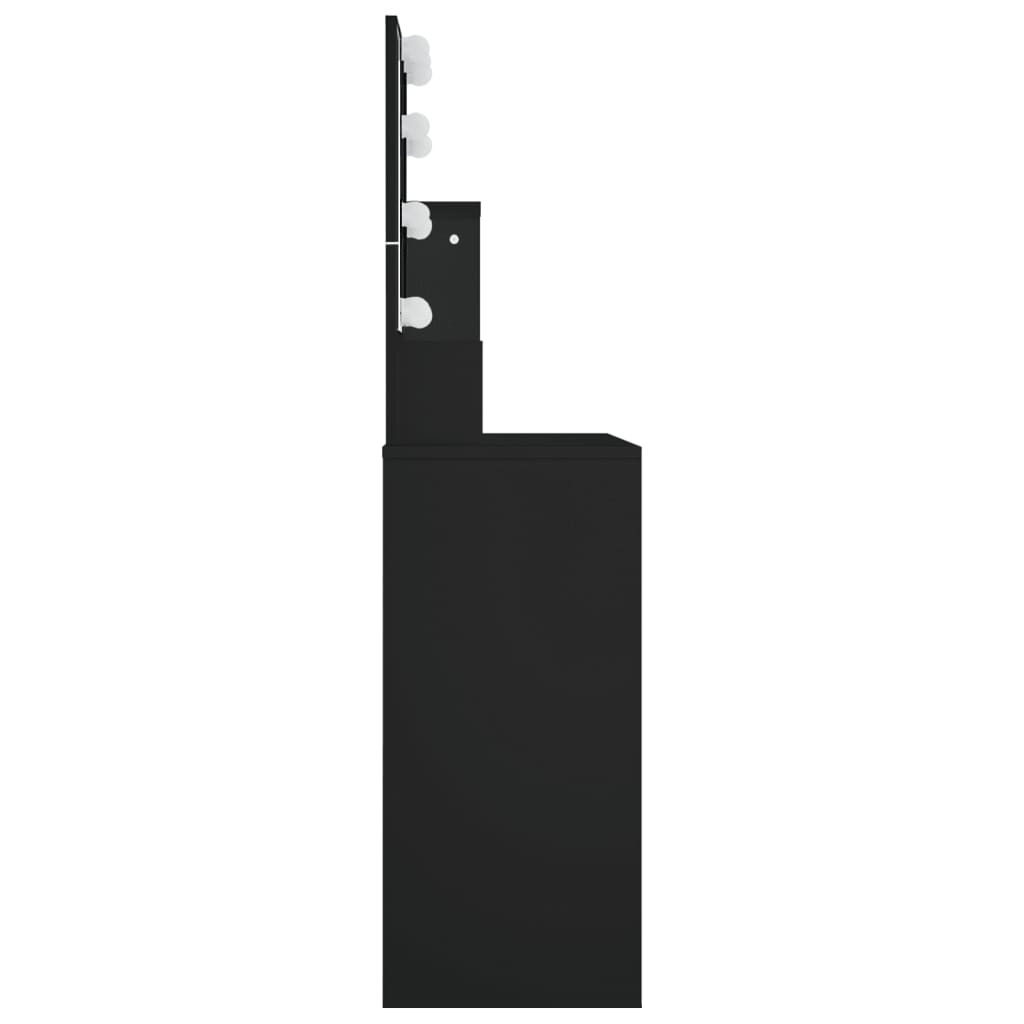 Sminkebord Med Led Svart 86,5X35X136 Cm