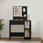 Sminkebord Med Led Svart 86,5X35X136 Cm