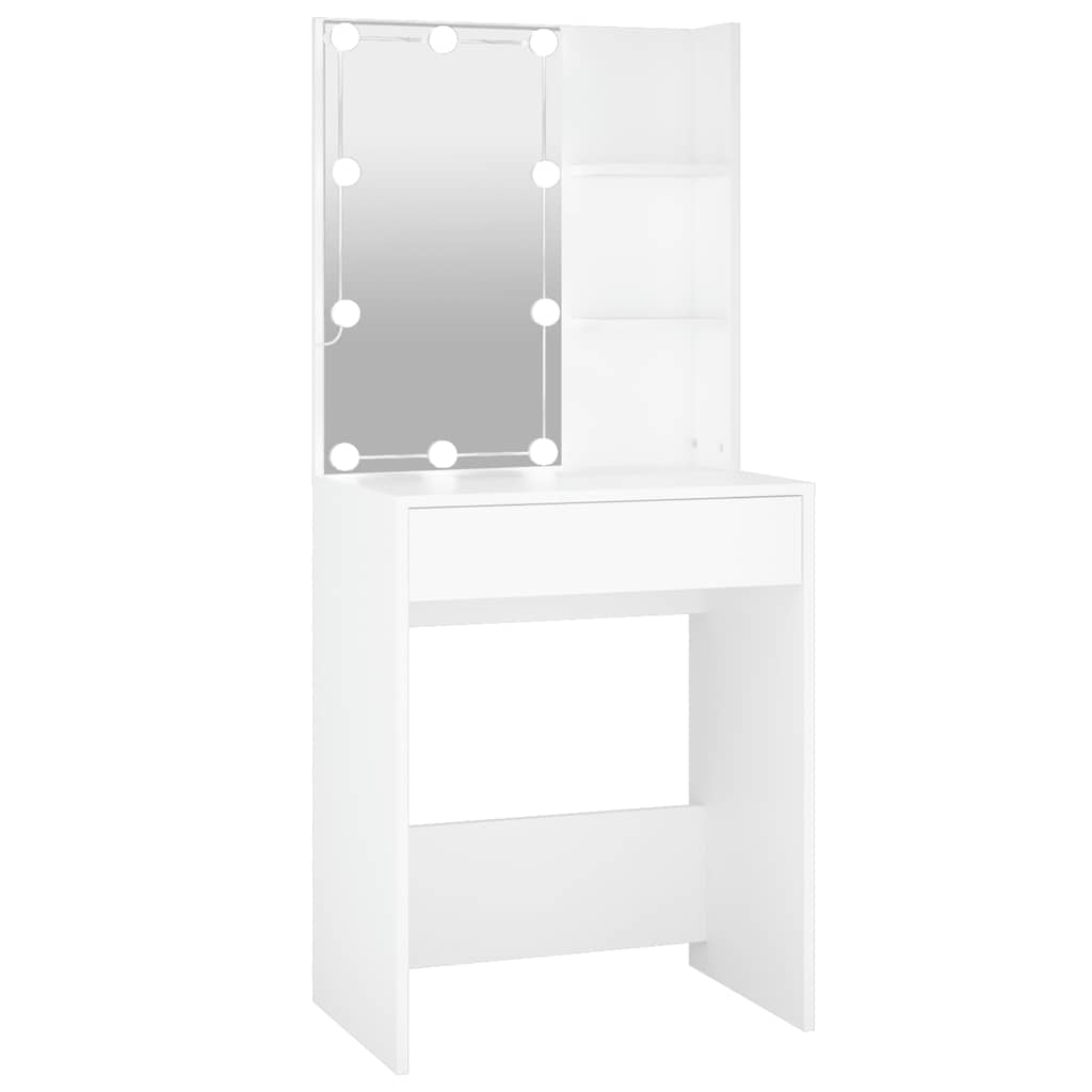 Sminkebord Med Led Hvit 60X40X140 Cm