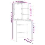 Sminkebord Med Led Hvit 60X40X140 Cm