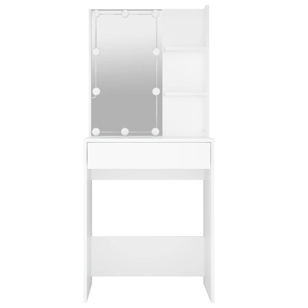 Sminkebord Med Led Hvit 60X40X140 Cm