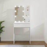 Sminkebord Med Led Hvit 60X40X140 Cm