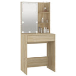Sminkebord Med Led Sonoma Eik 60X40X140 Cm