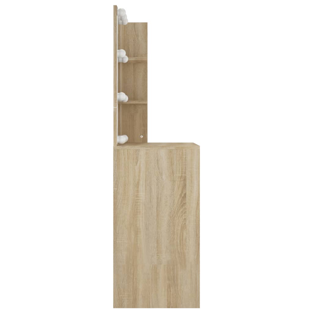 Sminkebord Med Led Sonoma Eik 60X40X140 Cm