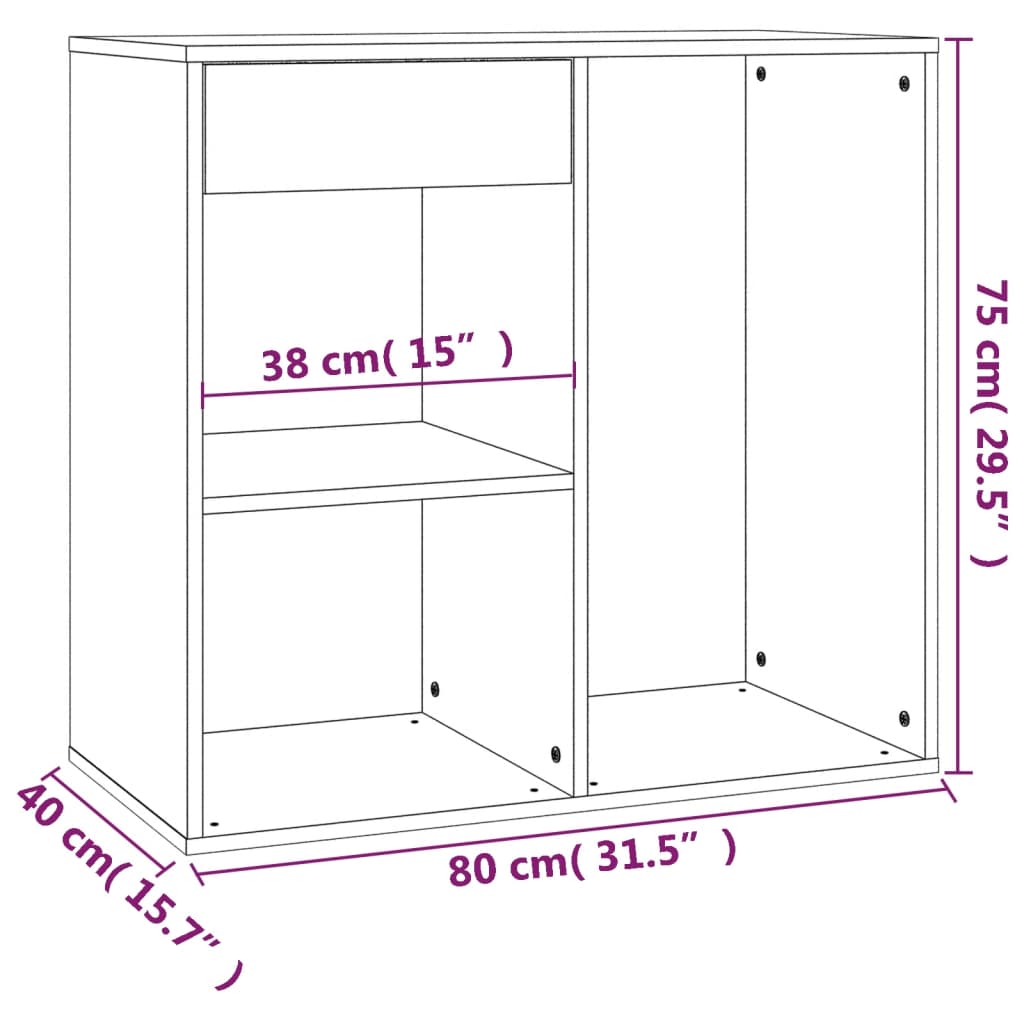 Sminkeskap Sonoma Eik 80X40X75 Cm Konstruert Tre