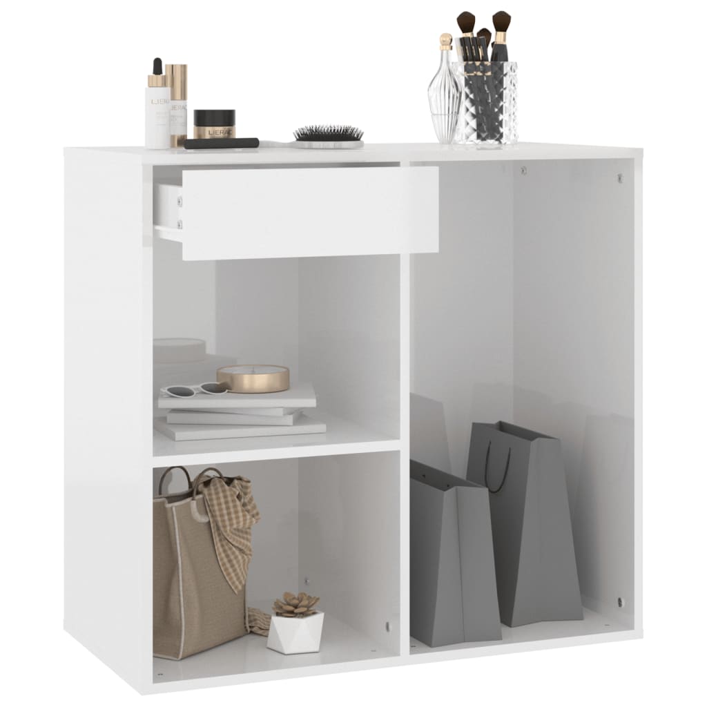 Sminkeskap Høyglans Hvit 80X40X75 Cm Konstruert Tre