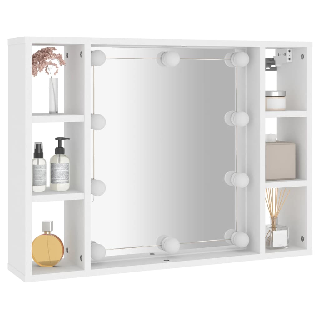 Speilskap Med Led Hvit 76X15X55 Cm