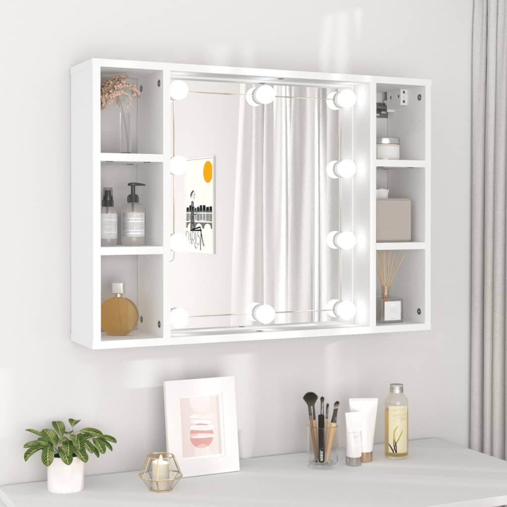 Speilskap Med Led Hvit 76X15X55 Cm