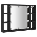 Speilskap Med Led Svart 76X15X55 Cm