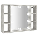 Speilskap Med Led Betonggrå 76X15X55 Cm