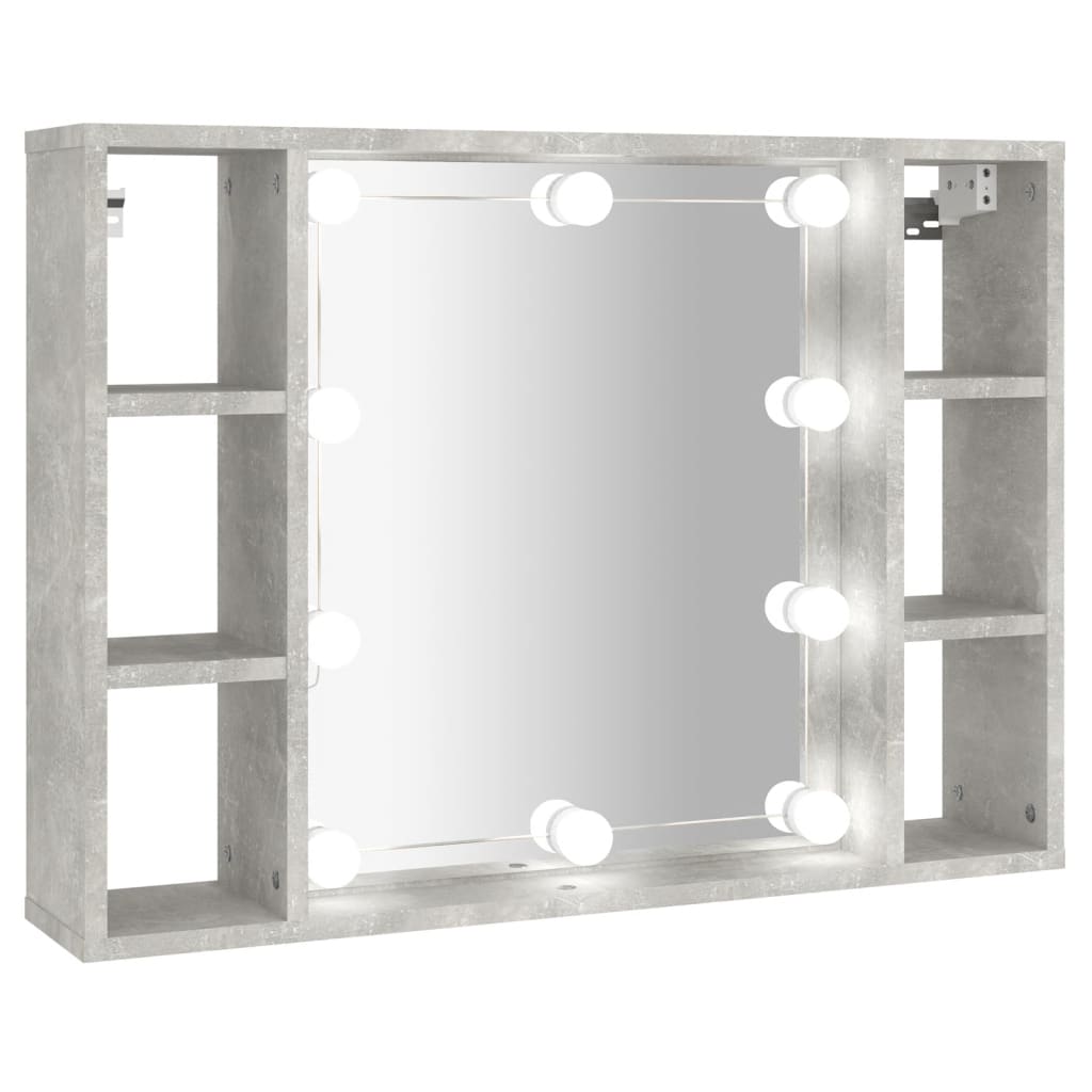 Speilskap Med Led Betonggrå 76X15X55 Cm