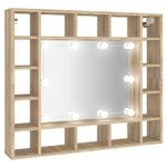 Speilskap Med Led Sonoma Eik 91X15X76,5 Cm