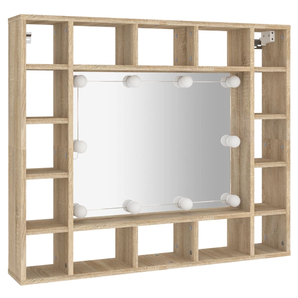 Speilskap Med Led Sonoma Eik 91X15X76,5 Cm
