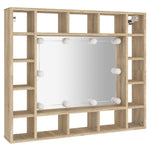 Speilskap Med Led Sonoma Eik 91X15X76,5 Cm