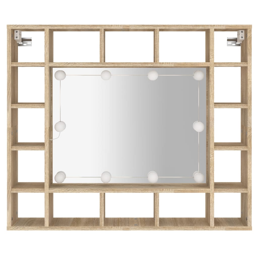 Speilskap Med Led Sonoma Eik 91X15X76,5 Cm