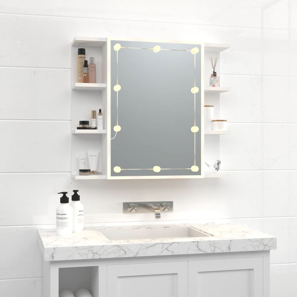 Speilskap Med Led Hvit 70X16,5X60 Cm