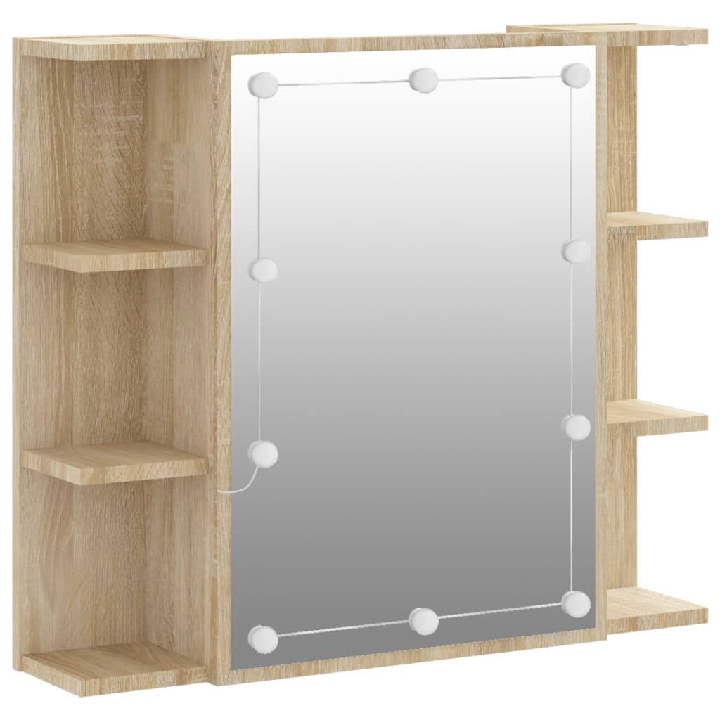 Speilskap Med Led Sonoma Eik 70X16,5X60 Cm