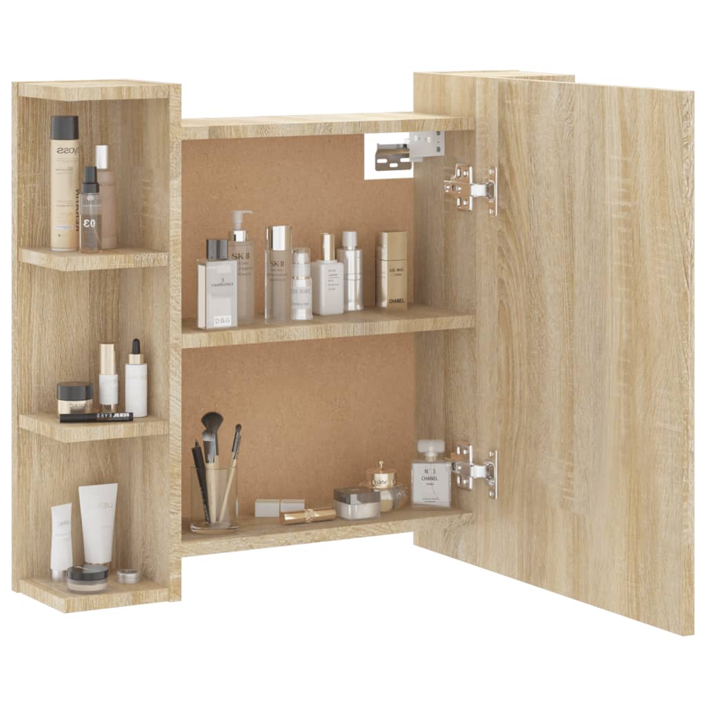 Speilskap Med Led Sonoma Eik 70X16,5X60 Cm
