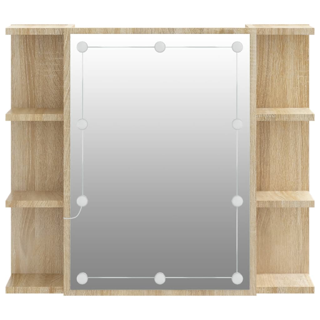 Speilskap Med Led Sonoma Eik 70X16,5X60 Cm
