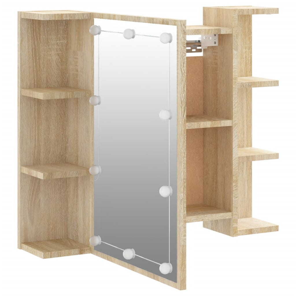 Speilskap Med Led Sonoma Eik 70X16,5X60 Cm
