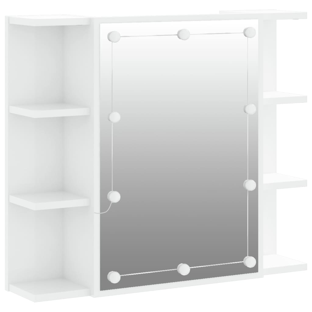 Speilskap Med Led Høyglans Hvit 70X16,5X60 Cm