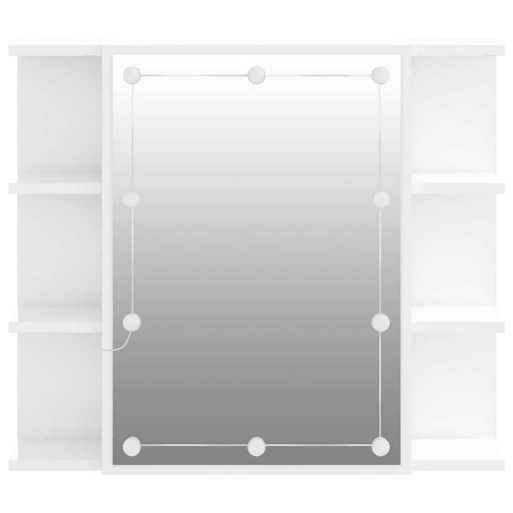 Speilskap Med Led Høyglans Hvit 70X16,5X60 Cm