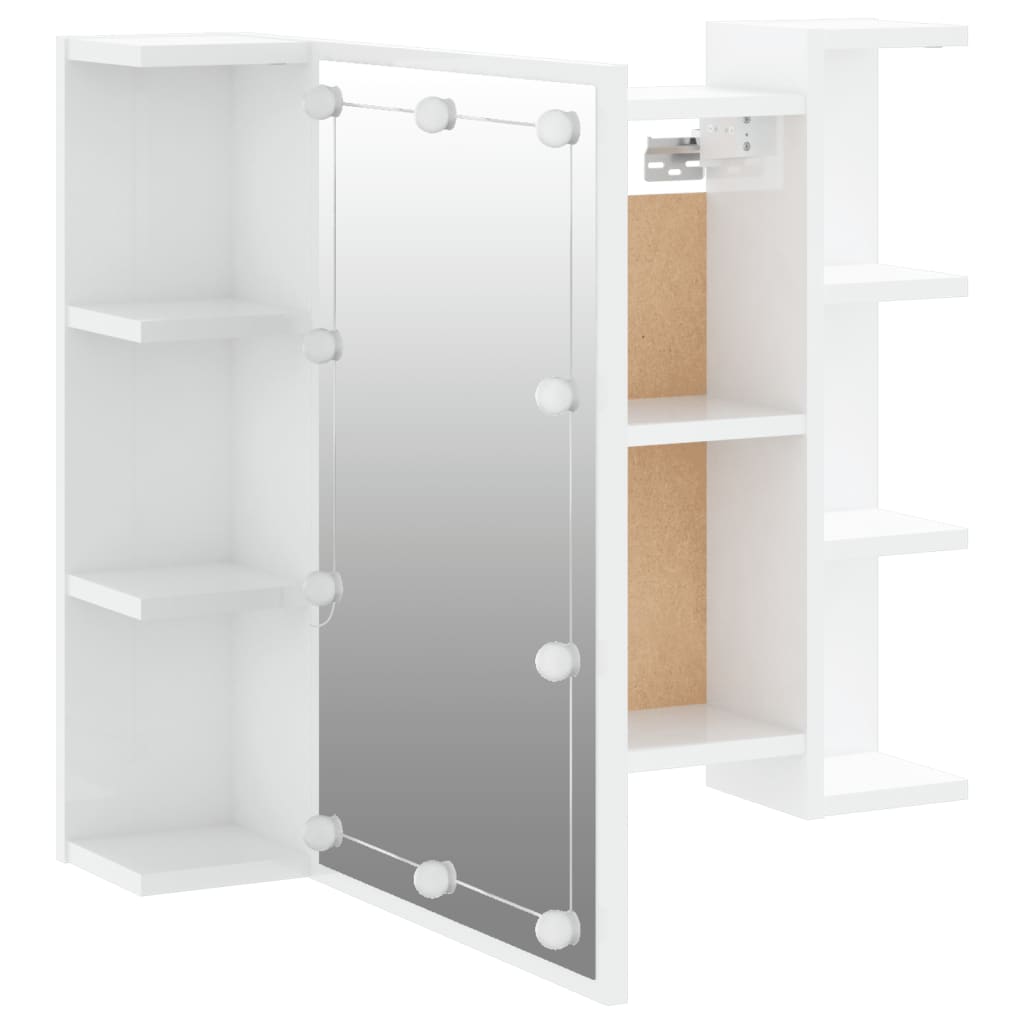 Speilskap Med Led Høyglans Hvit 70X16,5X60 Cm