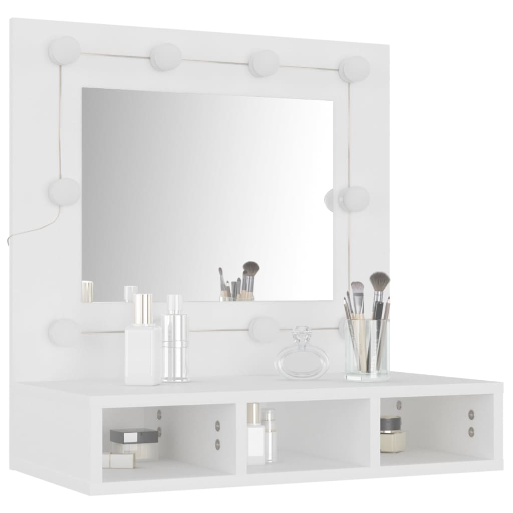 Speilskap Med Led Hvit 60X31,5X62 Cm