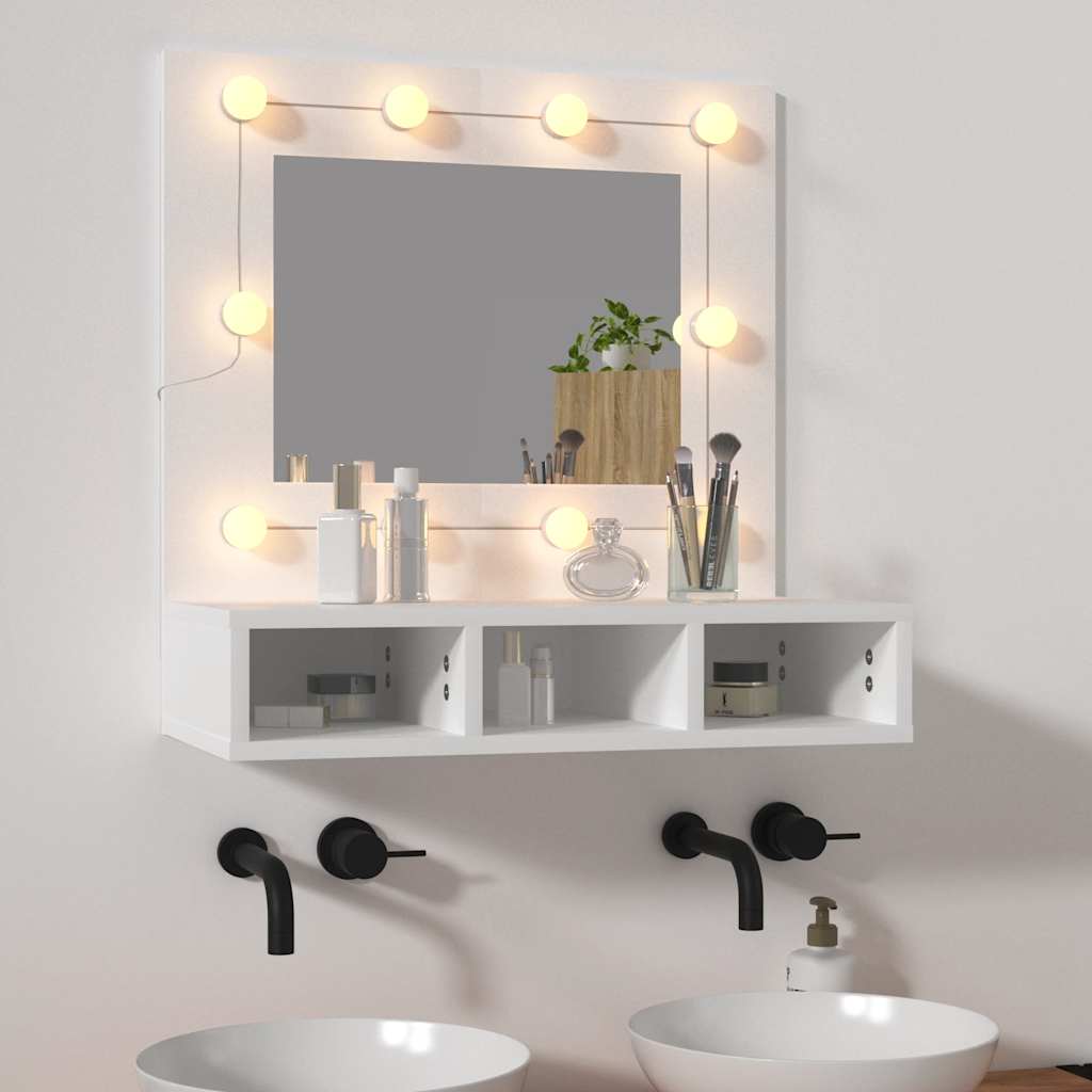 Speilskap Med Led Hvit 60X31,5X62 Cm