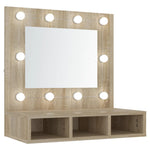Speilskap Med Led Sonoma Eik 60X31,5X62 Cm