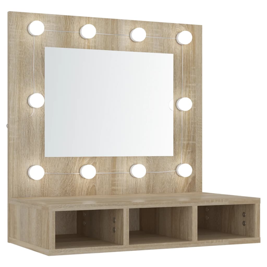 Speilskap Med Led Sonoma Eik 60X31,5X62 Cm