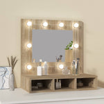 Speilskap Med Led Sonoma Eik 60X31,5X62 Cm