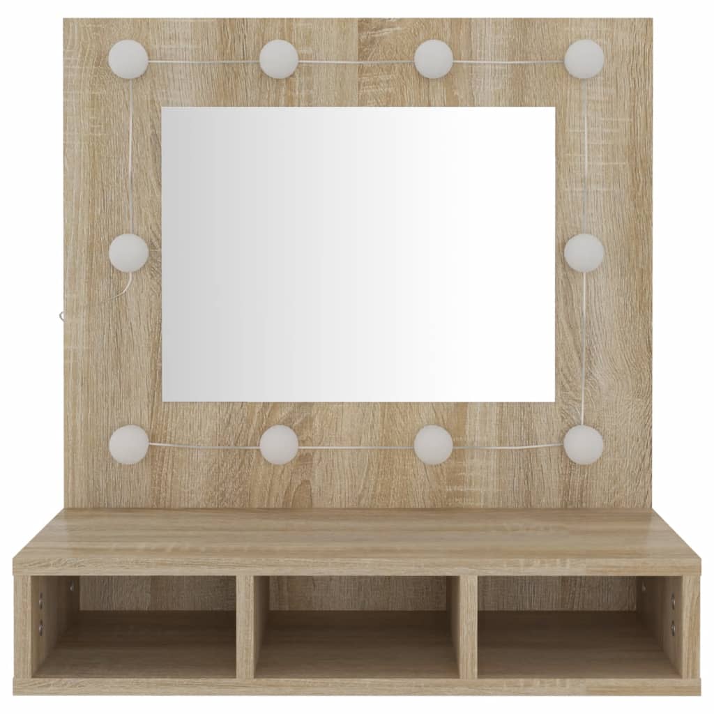 Speilskap Med Led Sonoma Eik 60X31,5X62 Cm
