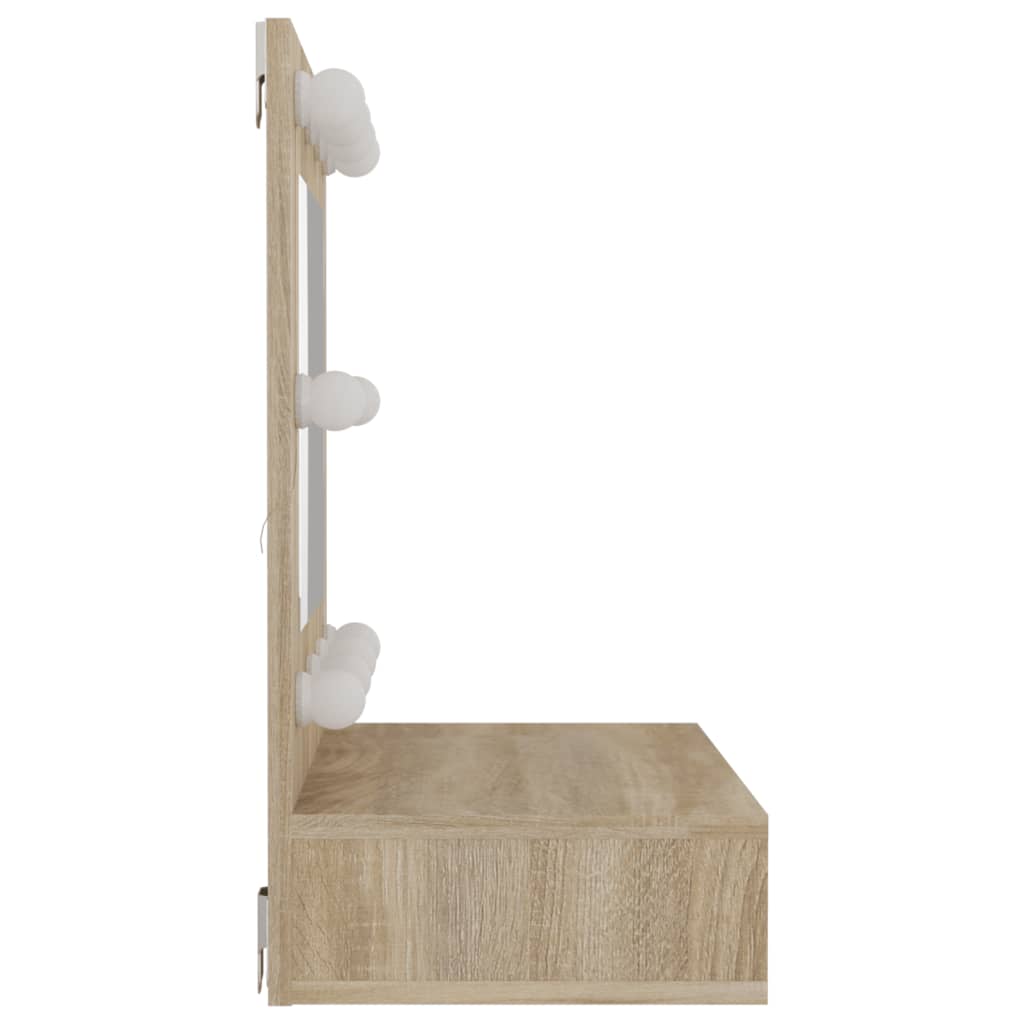 Speilskap Med Led Sonoma Eik 60X31,5X62 Cm